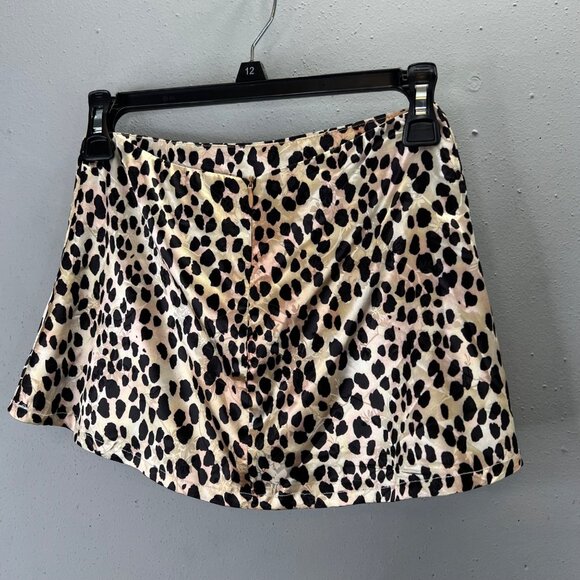 Princess Polly Leopard Print Skirt Jemima Grace Mini 2 Satin Lined Brown NWT - Picture 3 of 6